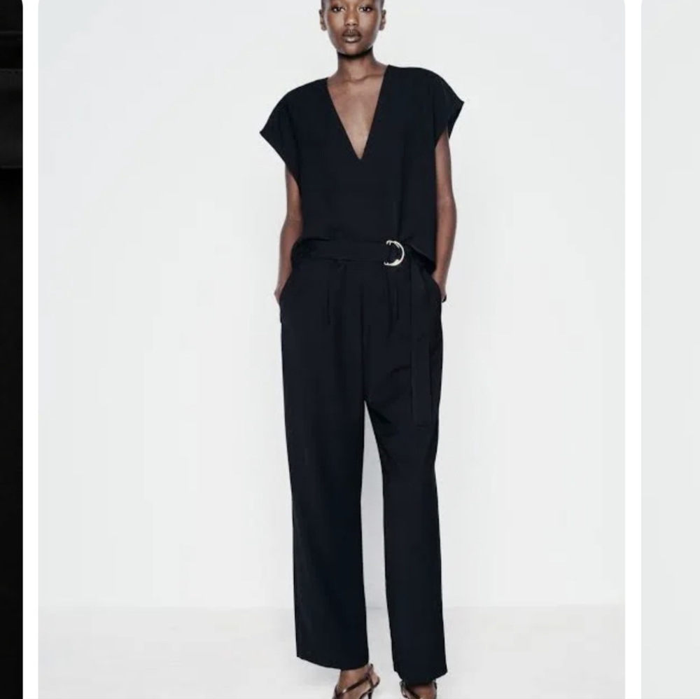Woman Zara long belted jumpsuit